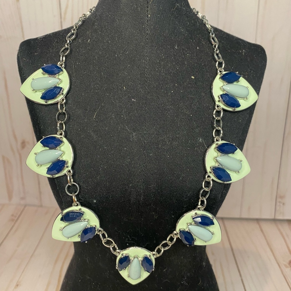 New York & Company Blue Hues with Silver Hardware Necklace